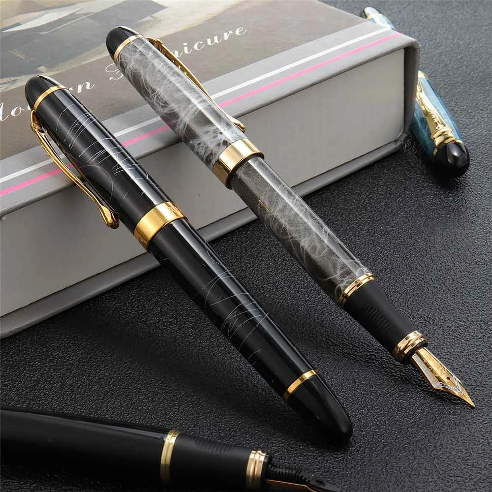

X450 0.7mm Metal Fountain Pen Luxury Golden Clip Smooth Writing Pen Office School Supplies Metal Fountain Pen Medium Gold Trim