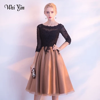 

WEIYIN Black Evening Dresses 2020 Banquet Elegant Luxury Lace Appliques Classic A-line Party Prom Fromal Dresses