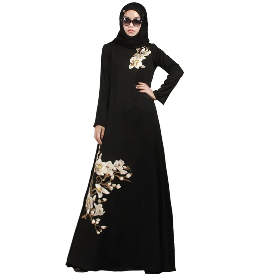 

Womens Muslim Chiffon Long Sleeve Long Maxi Dress Vintage Dresses Kaftan dubai Islamic clothing abayas for women