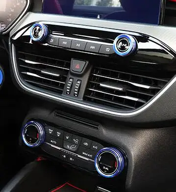 6 шт. Metel Синий Красный Серебряный ключ запуска с отверстием переключения передач AC аудио декоративная рама для Ford Focus AAA386 - Название цвета: Blue 4PCS