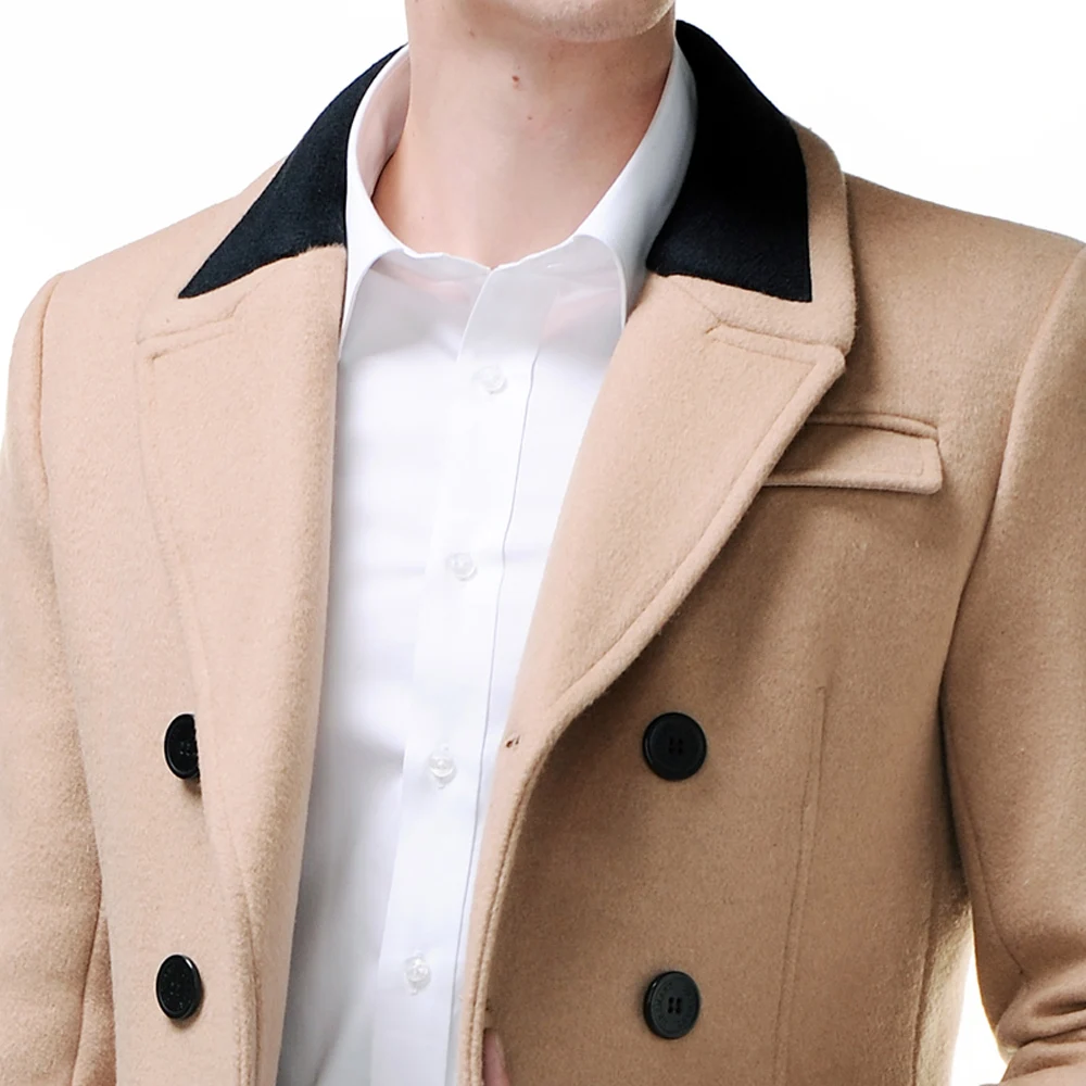 URSMART британский бизнес шерстяное пальто двубортное обрезание культивировать нравственность Мужское пальто