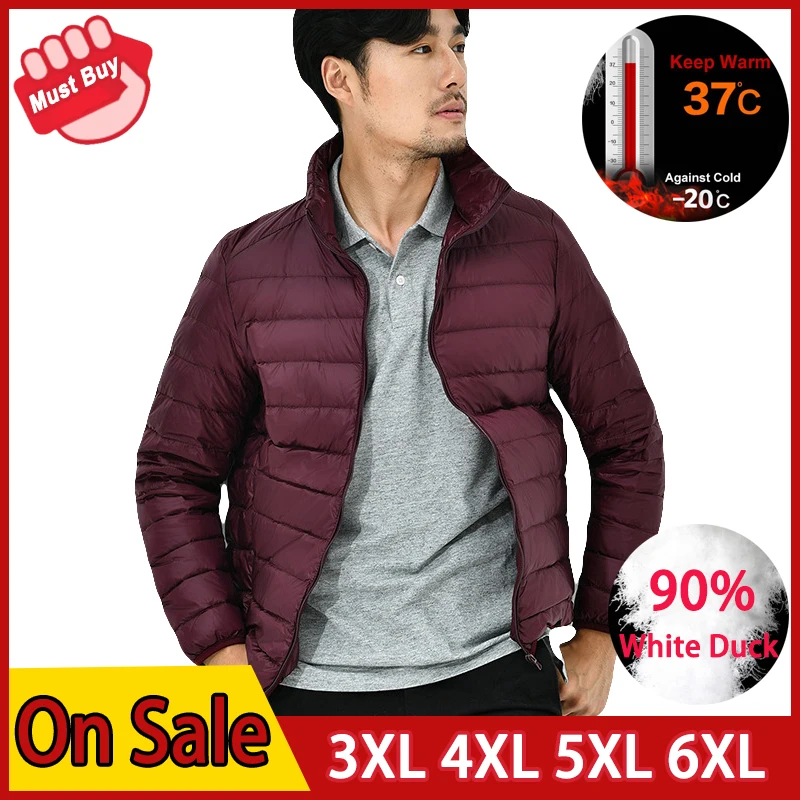 

6XL 90% White Duck Down Jacket Men Winter Warm Ultralight Male Parka Coat Man Outwear 4XL 5XL 2018 1111 Global Shopping Festival