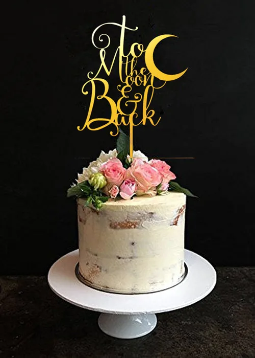 Луна Звезда дерево/акриловый для свадебного торта Топпер невесты и жениха Топпер свадебный торт украшения Любовь вас к Луне и обратно