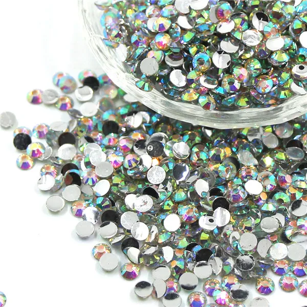 Crystal AB 2000 шт, стразы из смолы с плоской задней поверхностью, 20 цветов, круглые стразы для украшения ногтей, стразы, клей для свадебных платьев, сделай сам, 2 мм, 3 мм, 4 мм - Цвет: Crystal AB