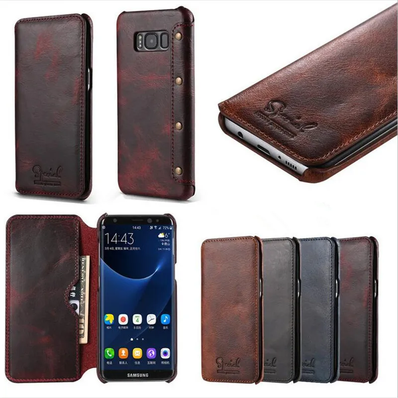 

Luxury Retro Cowhide Leather Phone Case for Samsung Galaxy S8 Case Flip Wallet Phone Bag for Samsung Galaxy S8 Plus Case Coque