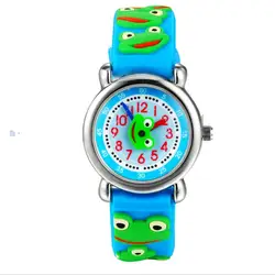 Новое качество водонепроницаемые часы дети лягушка часы Детские 3D мультфильм наручные аналоговые силиконовой лентой Relojes Montres коль saati