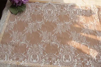

3M/ lot Eyelash Lace Fabric 40cm DIY Decorative High Quality Soft Off White Nylon Eyelash Lace Trim Wedding Dress Fabric