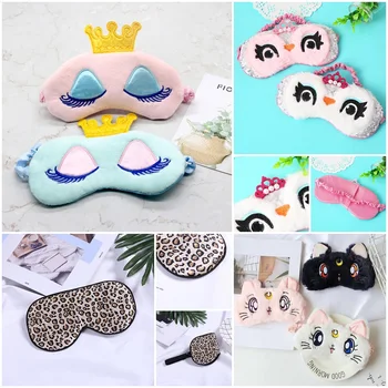 

Long Eyelashes Eye Sleep Mask Cartoon Eye Patch For Sleeping Eye Mask Plush Leopard Eye Cover Massager For Gifts Beauty Tools