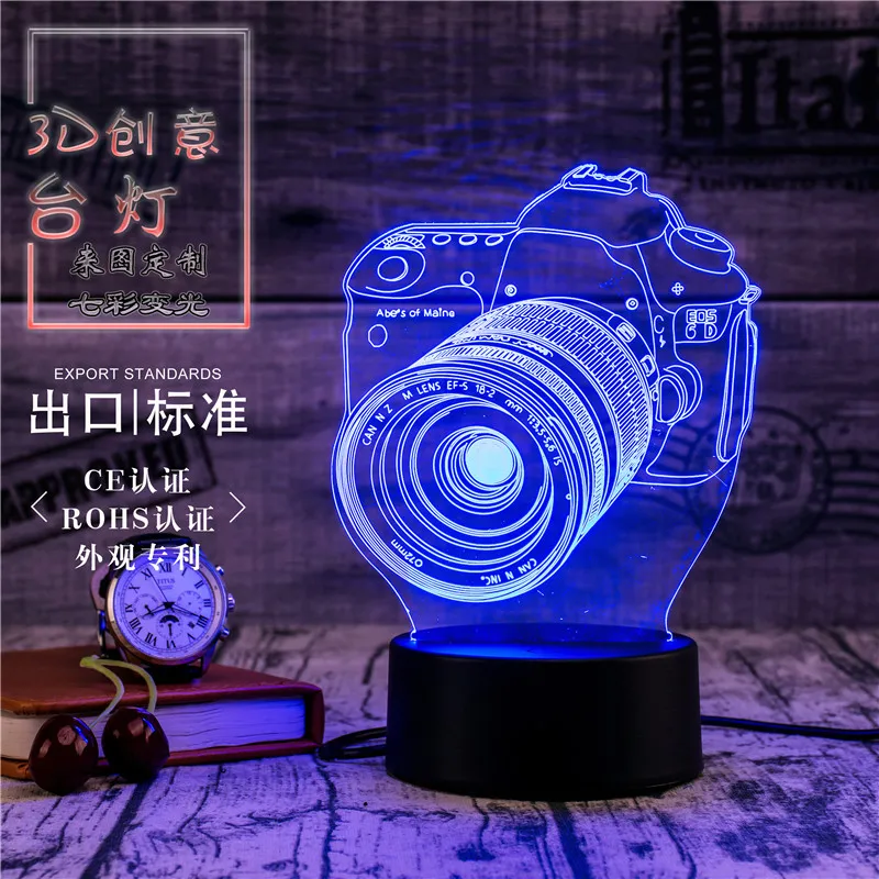 3D Led Novety освещение креативный Подарочный ночник настольная лампа прикроватная камера свет Led домашний коридор, отель вечерние атмосферные огни