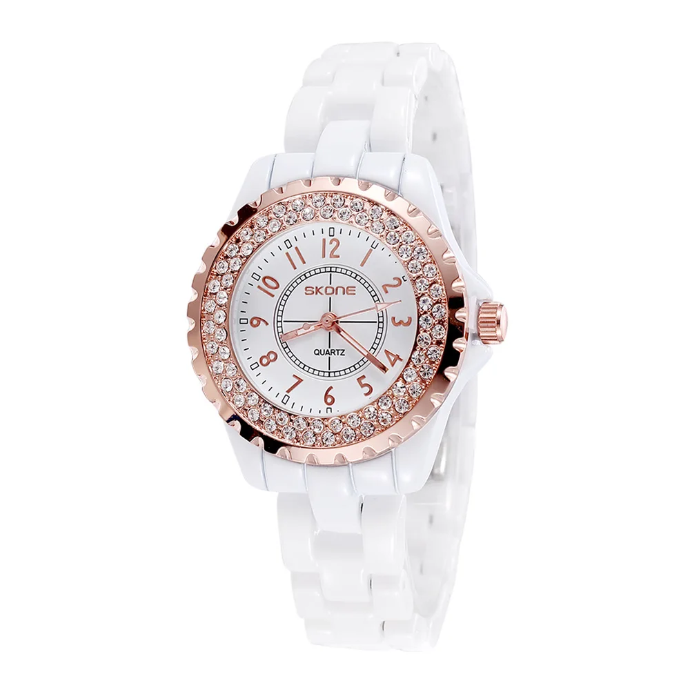 

SKONE 7216 Quartz Women Watches Ceramic Waterproof Ladies Watch Vintage Rhinestone Embedded Delicate Wristwatch reloj mujer