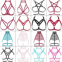 Модный женский бюстгальтер, Красный жгут, сексуальное нижнее белье с вырезом, топ, клетка, топы, пентаграмма, аксессуары для груди, пояс для танцев