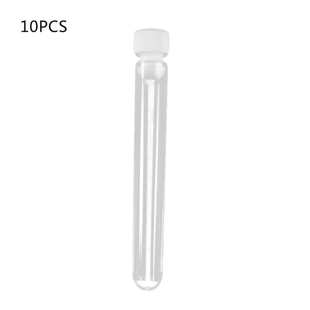 

10Pcs/Pack 15x100mm Transparent Plastic Test Tubes Lab Test Tool With Screw Cap