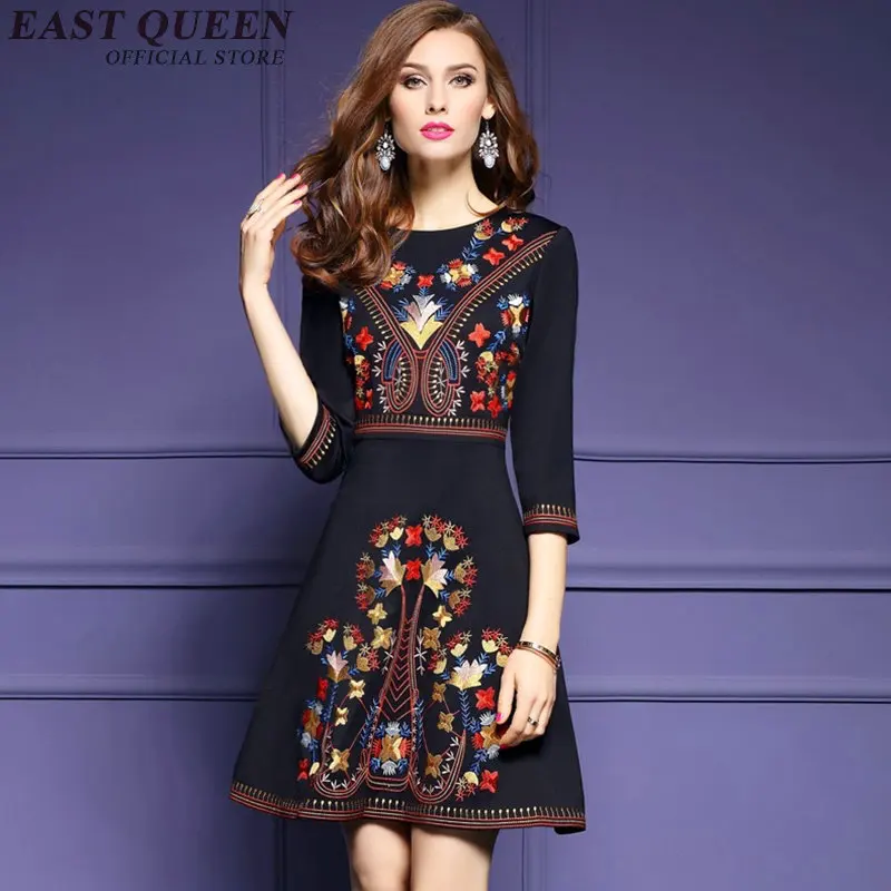 Tunique Yw Chic Mexicain Robe Noir Robes Hippie Style 1