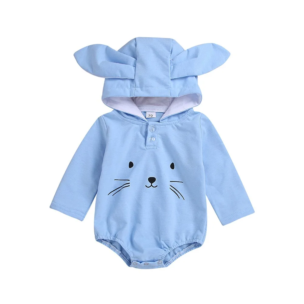 

new born baby clothes Baby Boys Girls Long Sleeve Cartoon Rabbit Print baby rompers Jumpsuit ship from US dropshiping 1011