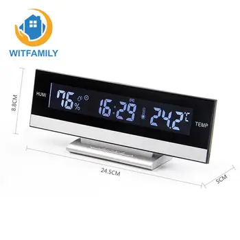 

LCD Big Large Screen LED Display Electronic Alarm Clock Desk European Temperature Humidity Clock Electronic Battery Home Digita
