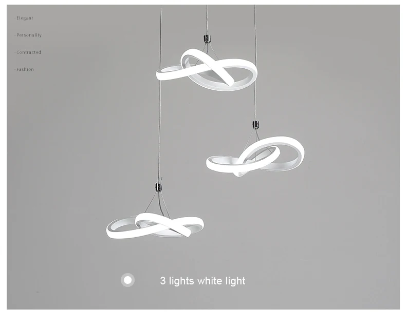 Креативное современное белое алюминиевое кольцо с краской 3 люстры, индивидуальный ресторан, силиконовый декоративный светодиодный светильник с регулируемой яркостью
