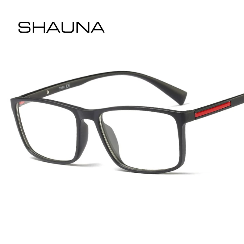 SHAUNA, анти-синий светильник TR90, ультра-светильник, очки по рецепту для мужчин, Прямоугольная оправа, линзы из смолы, оптические очки для близорукости