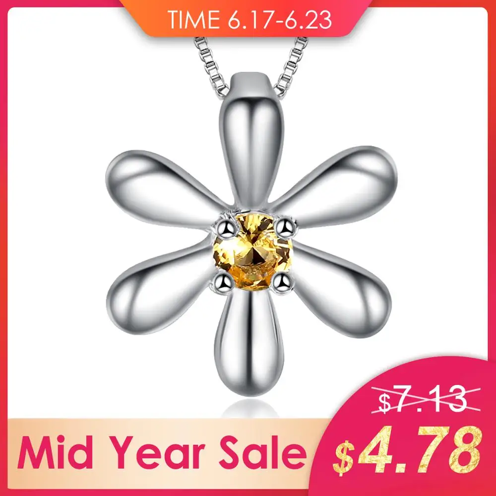 

JewelryPalace Pendant 925 Sterling Silver 0.14ct Created Orange Sapphire Flower Fashion Fine Jewelry Not Include the Chain