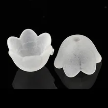 DoreenBeads акриловая вставка бусины в виде цветка белый матовый около 10,0 мм(3/") х 9,0 мм(3/8"), отверстие: Приблизительно 1,3 мм, 60 шт. новинка