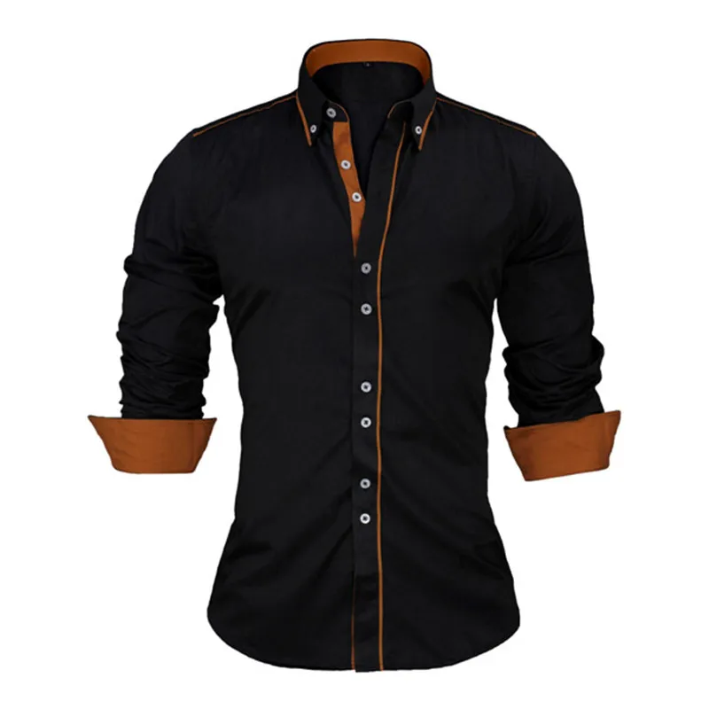 N5032Black VISADA JAUNA, мужские официальные сорочки, мужская хлопковая Повседневная рубашка с длинным рукавом, большой размер 2XL N5031 - Цвет: N5032Black