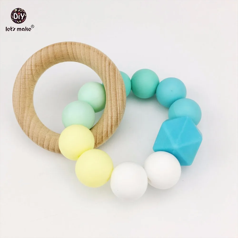 Buy Let's Make Silicone Teether Baby Toys Bracelet Teething Wood Food Grade