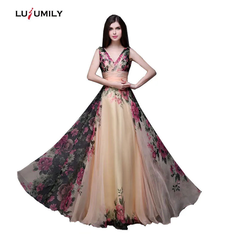 

Lusumily Women Party Dress 2019 Floral Print Maxi Dresses Female Elegant Evening Party Dress Sexy Long Backless Vestidos Mujer