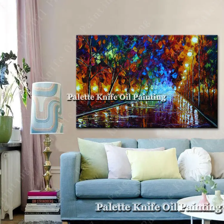 Hand painted Canvas Oil painting Wall Pictures for Living room wall decor art canvas painting palette knife landscape 19