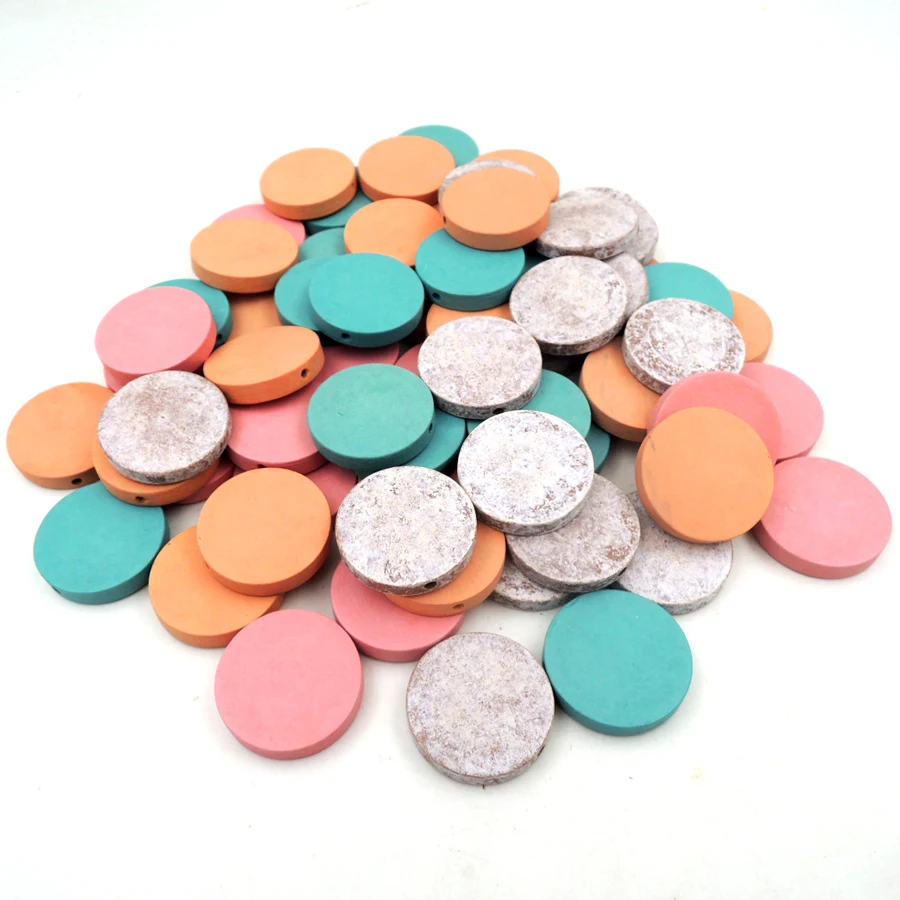

100pcs wood bead flat slice natural round for bracelet frost 25mm hand painted FOR JEWELRY WHOLESALE side hole ASSORTED EA458