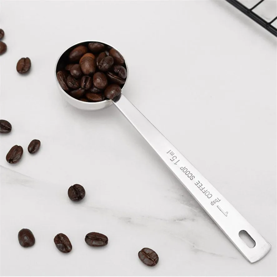 

New TENSKE 1PC 15ml Stainless Steel Coffee Milk Powder Tea Leaves Self Measuring Scoop Spoon kitchen Measuring Tools