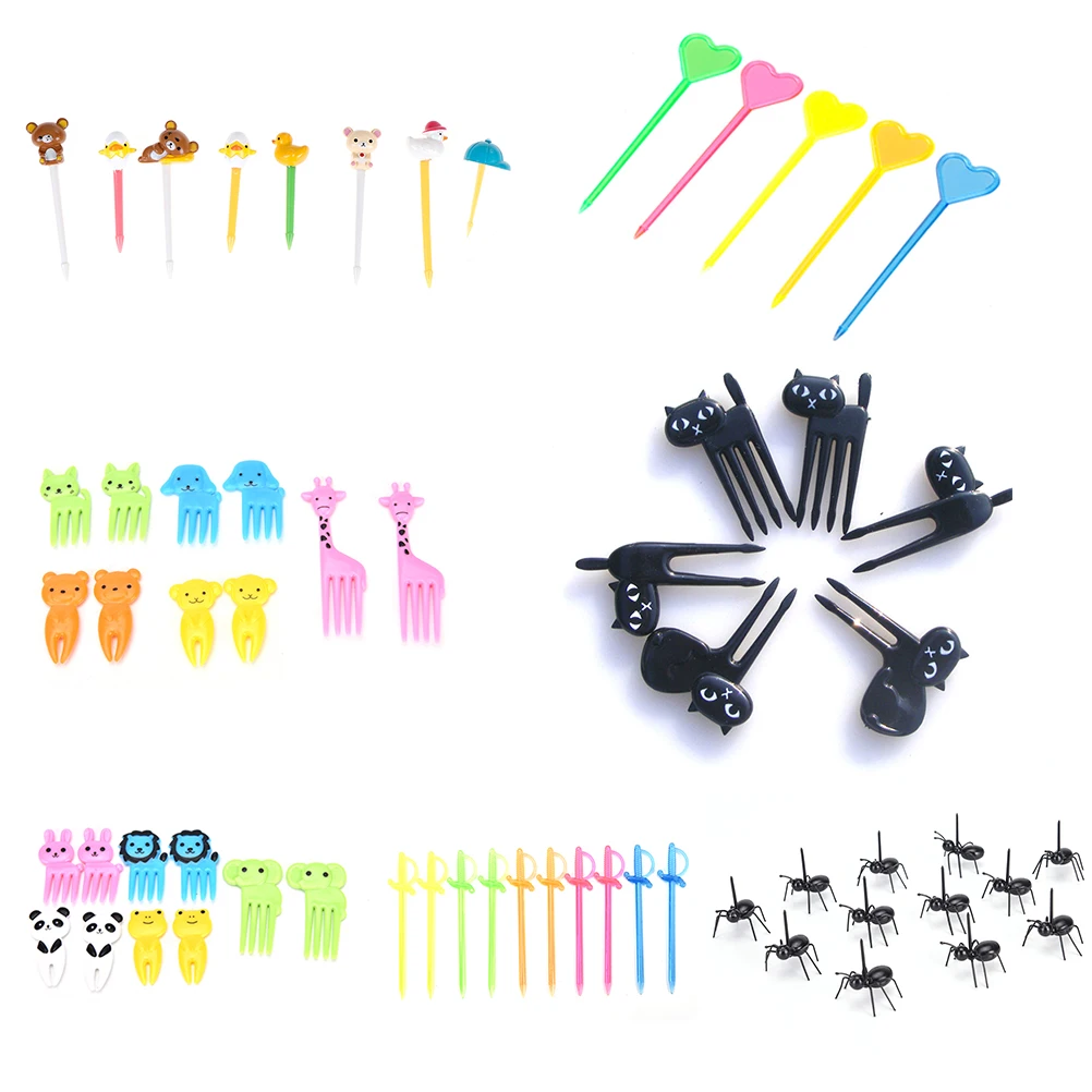 

Reusable Pick Toothpick Plastic Forks Animal Bento Accessories Kitchen Bar Kids Dessert Tableware Party Supplies 6/8/10/12/50pcs