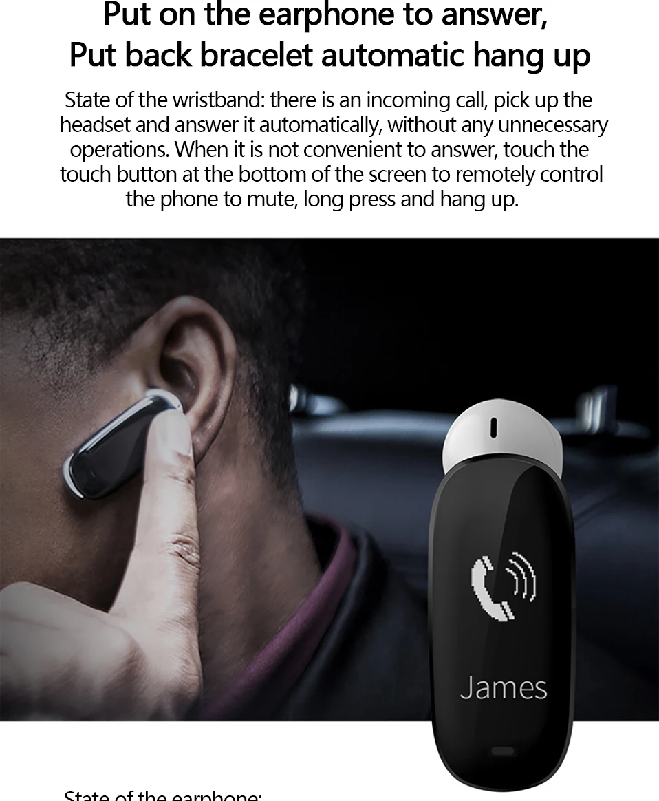 Smart band V08 Smart Watch Bracelet Waterproof Earphone Sensor Fitness Tracker Heart Rate Test  Smart Talk Band For Android ios (8)