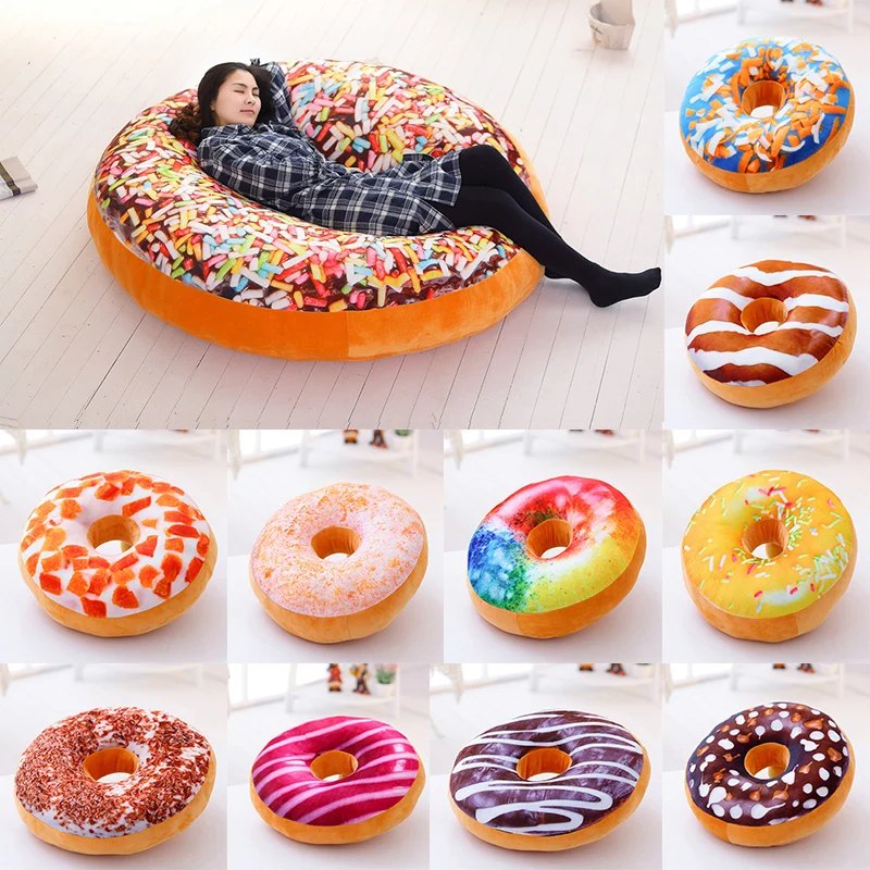 3860cmDonutFoodToyColorfulStuffedRingShapedDecorPlushieHead