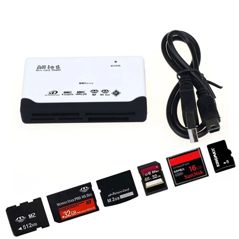 USB 2,0 все в одном считыватель карт памяти для SD XD MMC MS CF SDHC TF Micro SD чтения и записи флэш-карты памяти