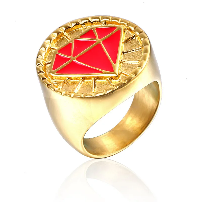 

Hot Sale pund Trendy Rings men For Gold Color Bright Pretty Prismatic Shape Hollow Exquisite Gifts Festival Anniversaries