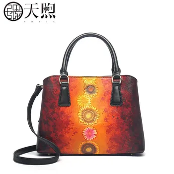 

Pmsix 2020 New women Genuine Leather bags brand women Leather handbags fashion Embossing Luxury tote women leather shoulder bag