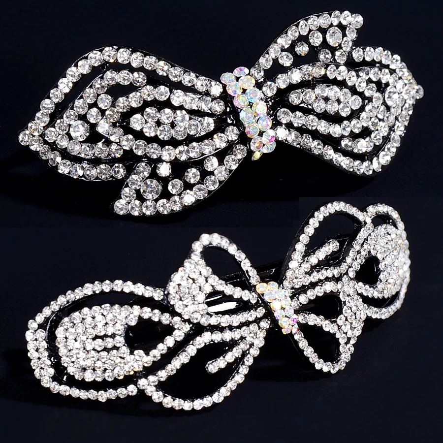 Luxury Women rhinestone hair barrette Hair Clips Bowknot/FLower Shaped Hairpins Hair Accessories