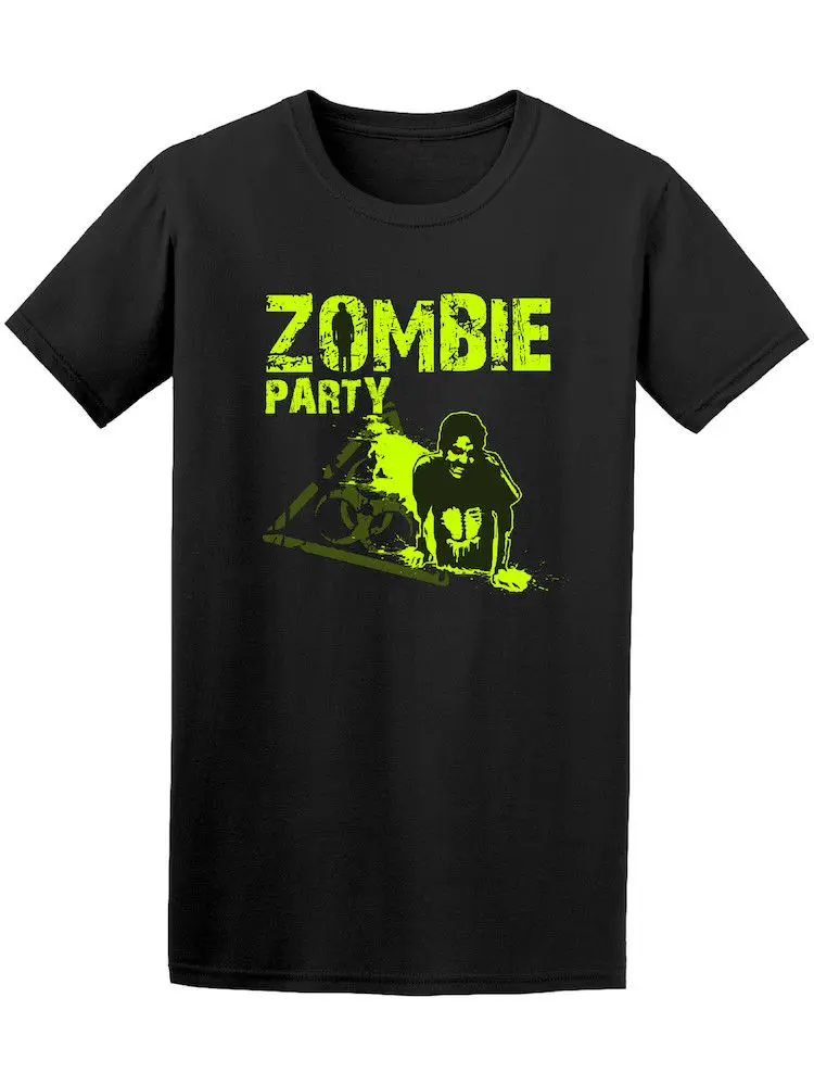 Zombie Party Poster Biohazard Sign Tee Print T-Shirt Men Summer Top O-Neck Fashion Casual High Quality T Shirt | Мужская одежда
