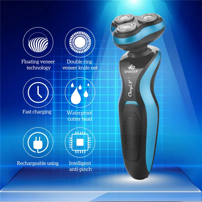 

Rechargeable Electric Triple Blade Shaver Electric Shaving Beard Machine Razor Rechargeable Mustache Trimmer Floating Razor