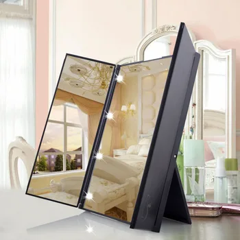 

Led Shining Makeup Mirror 8 LED Light Illuminated Three-sided Foldable Make Up Cosmetic Tabletop Beauty Vanity Mirror