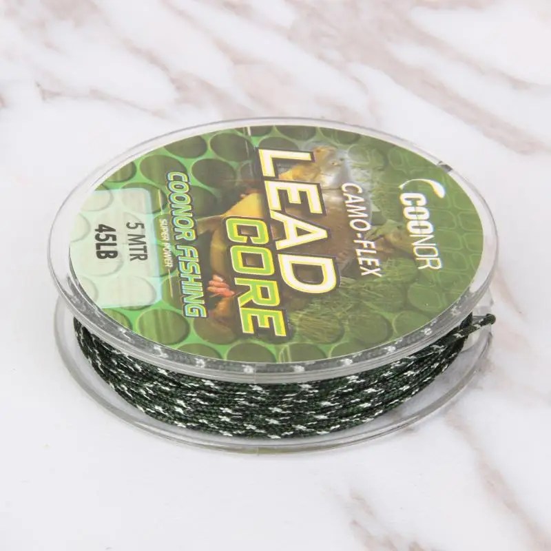 عالية القوة خيط صنارة الصيد 45lb 5 متر Leadcore مزين التمويه الكارب الشعر الحفارات الرصاص النواة الصيد معالجة الصيد الاكسسوارات