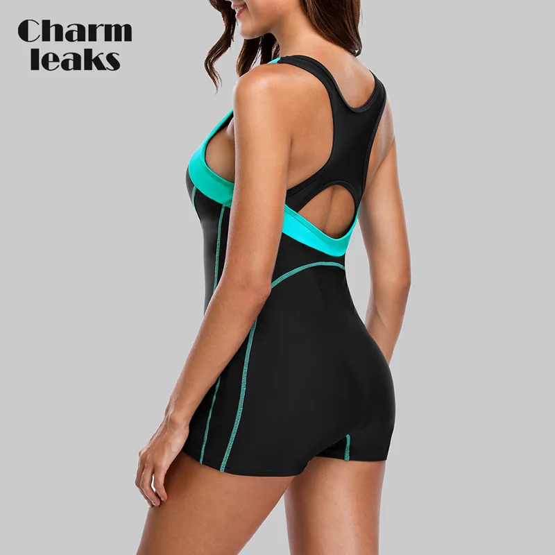 Charmleaks, сдельный женский спортивный купальник, цветной блок, купальник, спина, крест, бикини, пляжная одежда, купальники, монокини - Цвет: BLA