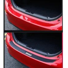 DELL’UNITÀ di elaborazione di pelle In fibra di Carbonio Styling Dopo la guardia Paraurti Posteriore Tronco Piastra di Protezione Per KIA RIO Auto Accessori
