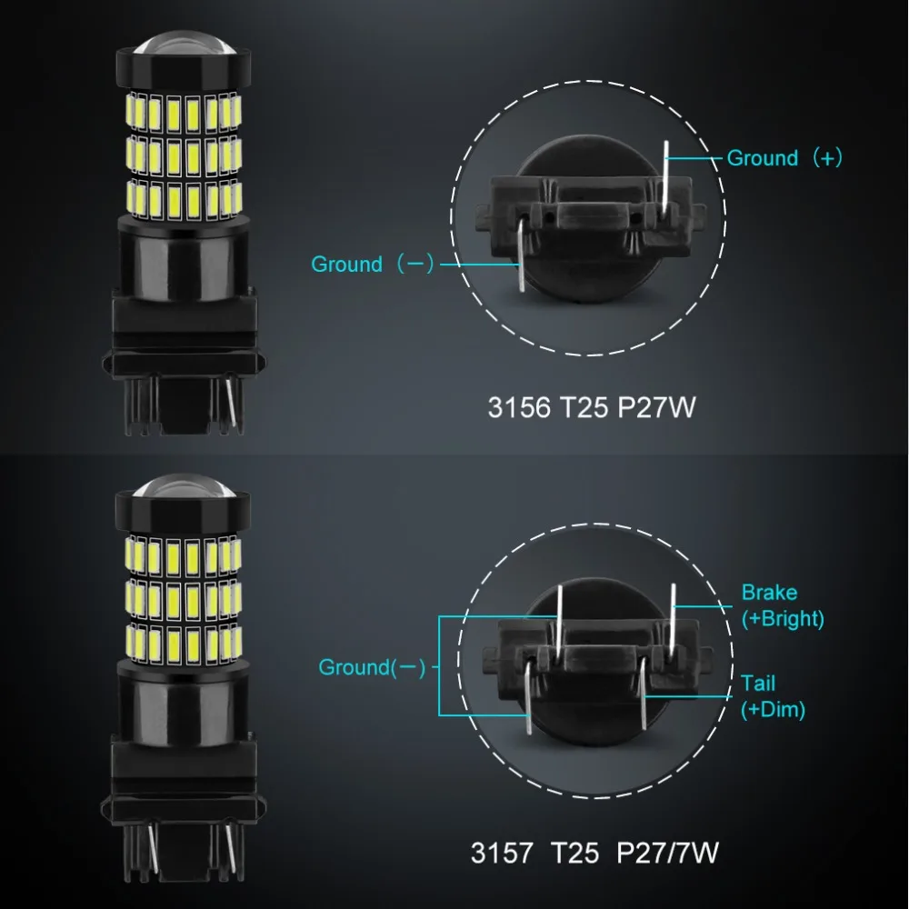 S& D 2 шт. 3156 3157 P27/7 Вт светодиодный лампы T25 светодиодный 12В автомобильные фонари стоп-сигнал заднего хода задний фонарь сигнал поворота 1200лм Белый Красный Янтарный авто