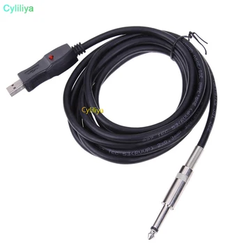 

dhl or fedex 50pcs Guitar Bass 1/4 6.3mm To USB Interface Link Connection PC Audio Adapter Converter USB Guitar Cable 3M