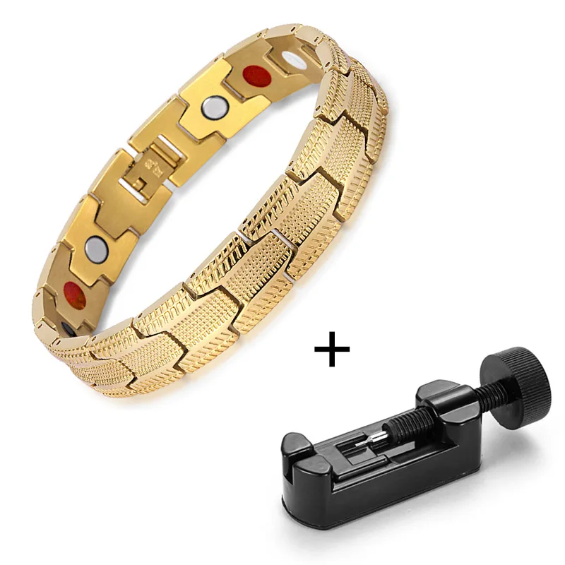 RainSo мужские браслеты из нержавеющей стали Магнитная терапия браслеты Германий ювелирные изделия браслет дропшиппинг Новые поступления - Окраска металла: gold bracelet tool
