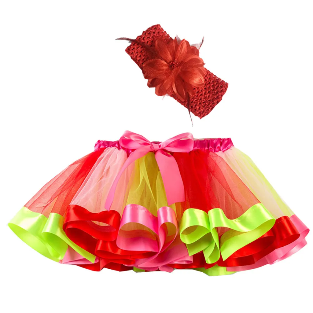 Балетная юбка, пачка для девочек, детские вечерние балетные костюмы для танцев, юбка+ повязка на голову, юбка-пачка для малышей, 13 цветов,# CA30 - Цвет: Pink
