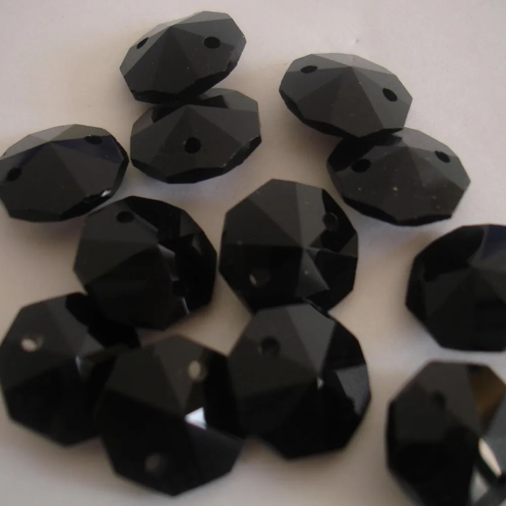 

1000pcs/lot jet 14mm crystal prisms beads 2 holes for wedding & ball chandelier lamp free shipping.