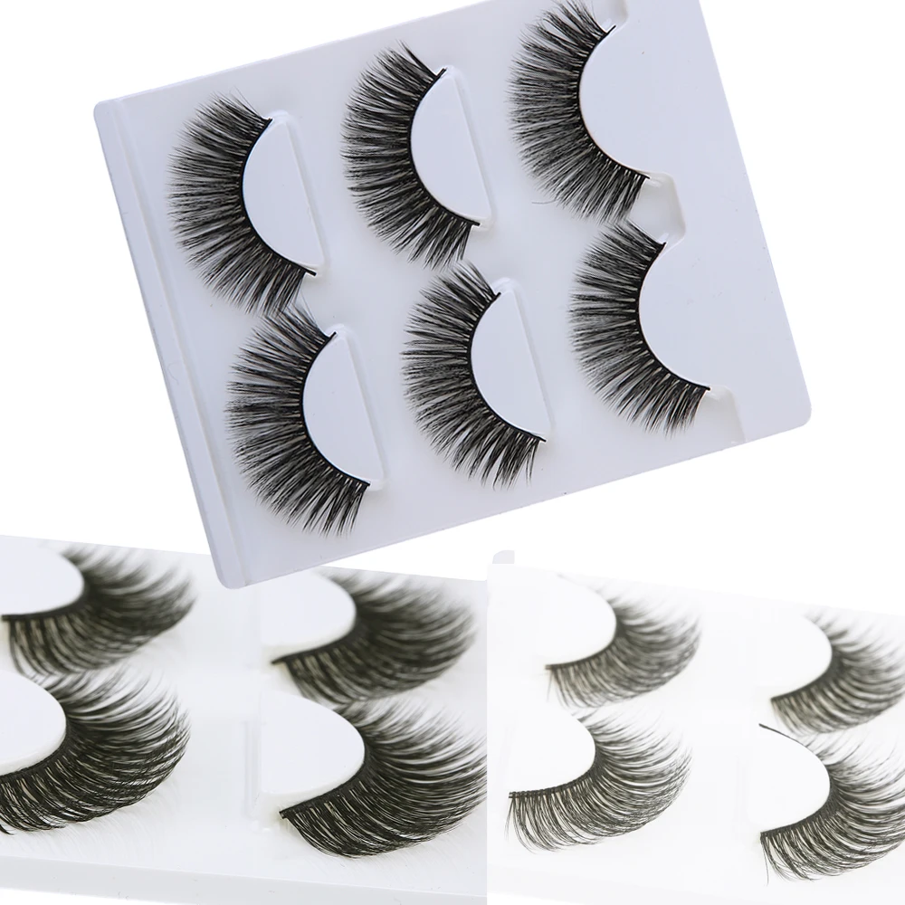 

Queen 2019 3D False Eyelashes 3 Pairs Natural Cross Fake Eye lashes extensions Makeup Tool Mink Eyelashes MB-C01-30