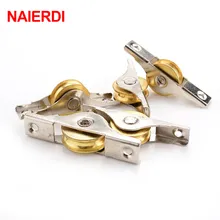 NAIERDI, 4 Uds., puerta corredera, armario con ruedas de cobre, corredores de polea para armario ropero para muebles y ventanas, Hardware