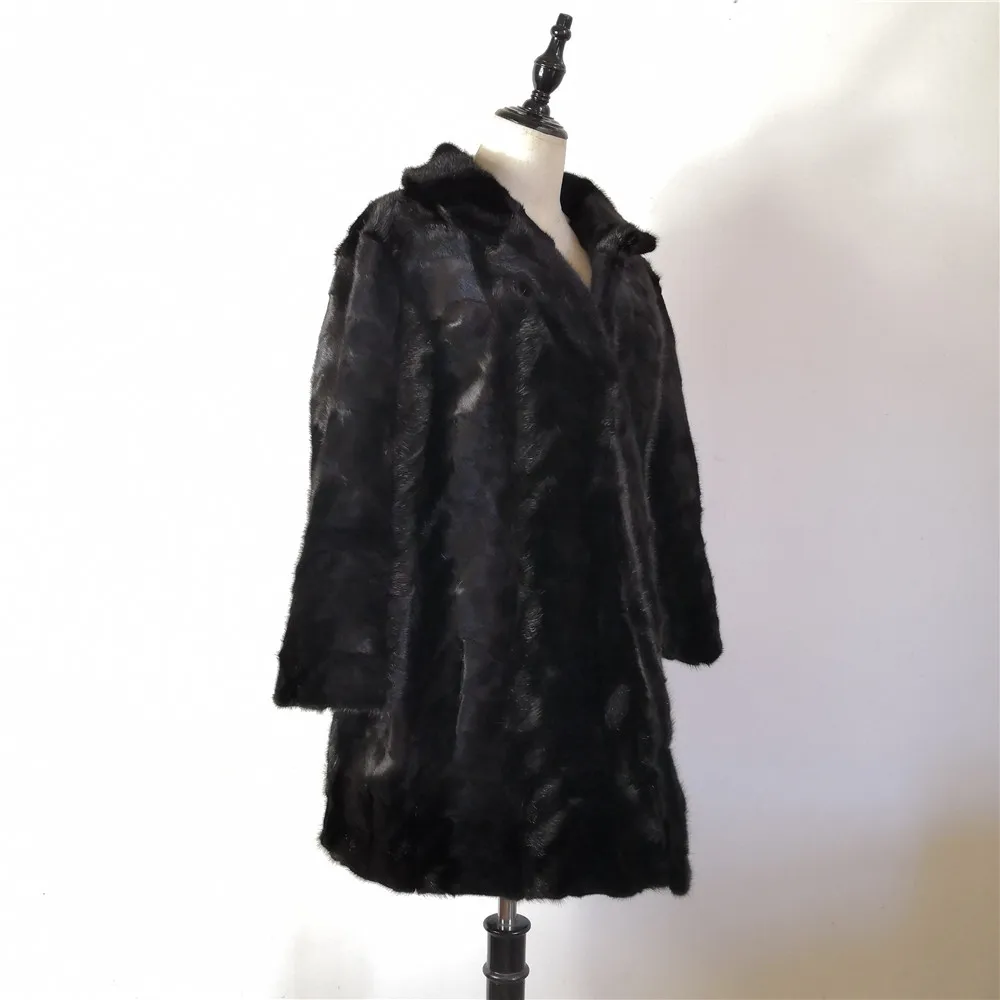 Noir Naturel 2018 Long Costume Manteau Col De Paragraphe Fourrure Luxe Chaud Femmes 100 Réel Des Vison D'hiver aqarPwS